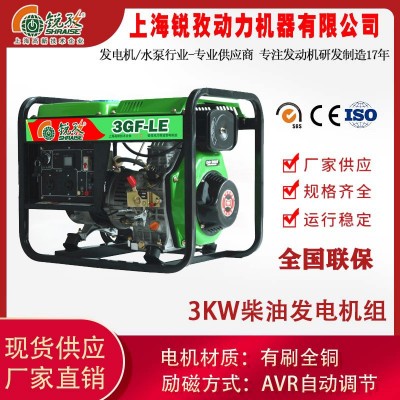 上海锐孜 3GF-LE 3KW 单相 220V 手电一体 柴油发电机组