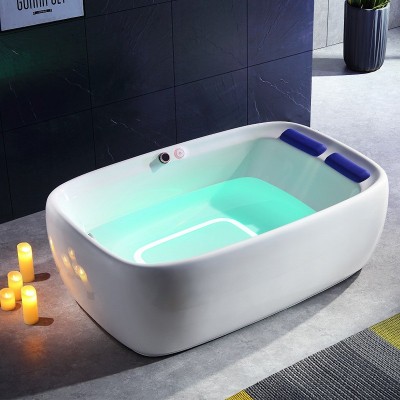 批发酒店独立式亚克力浴缸现代简约按摩浴缸智能恒温冲浪浴缸